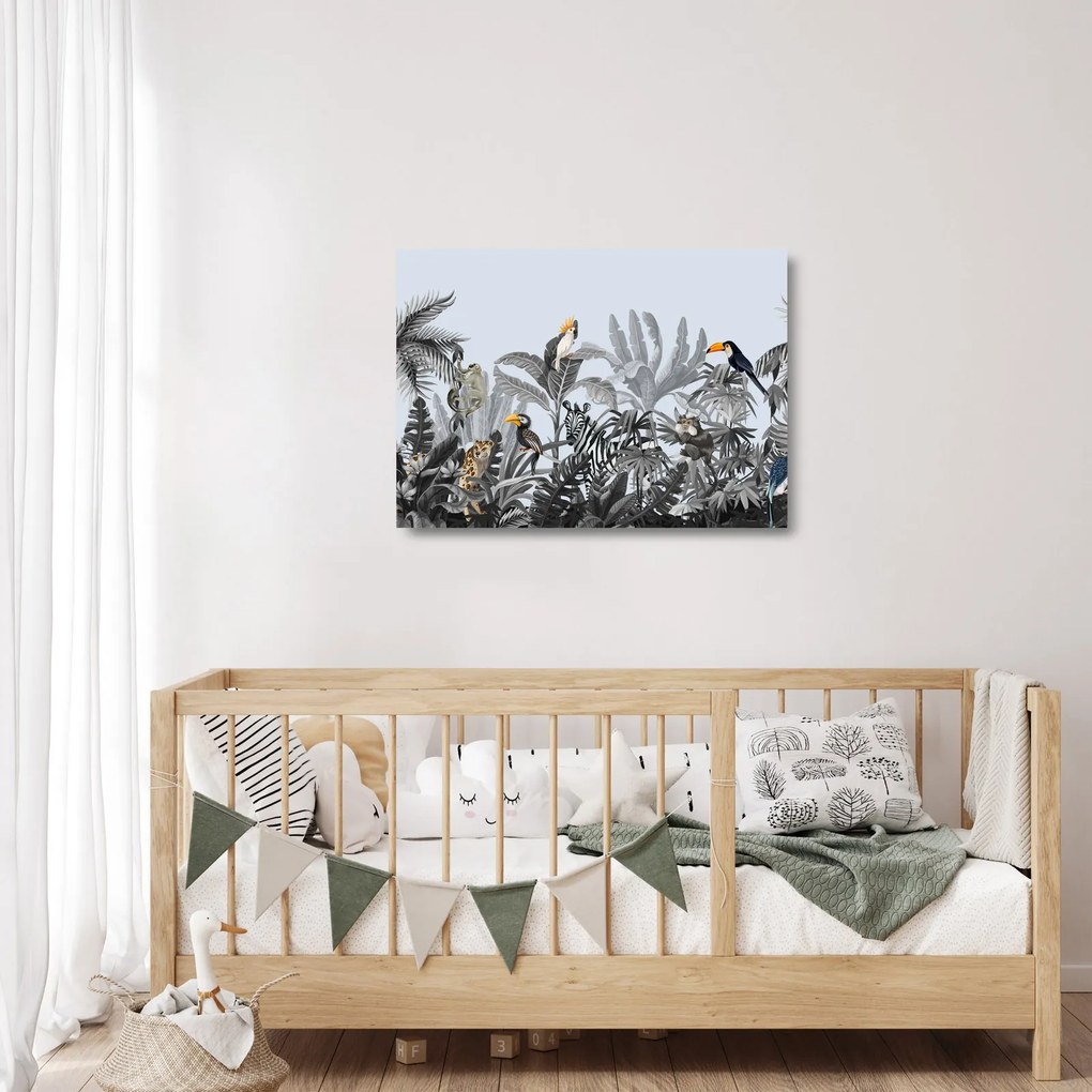 Obraz na szkle - Ilustrowana dżungla (70x50 cm)