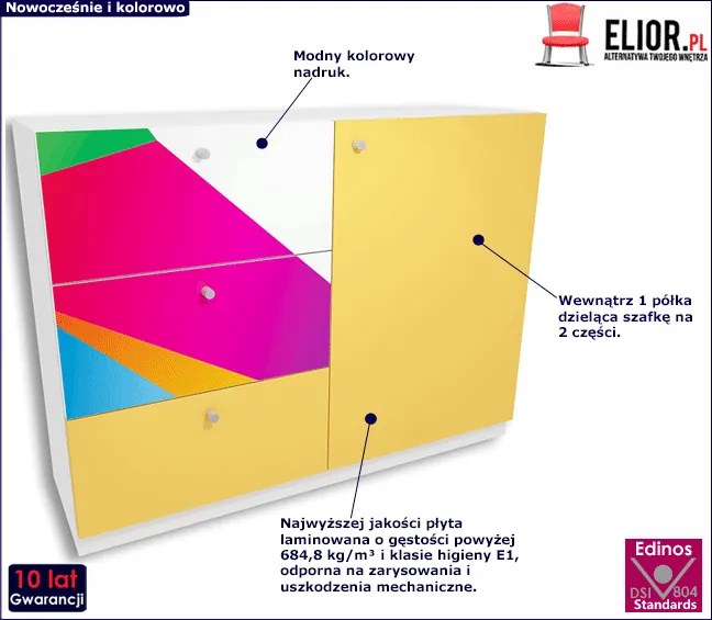 Dziecięca komoda z kolorowym nadrukiem B8-P22