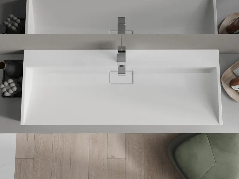 Mexen Ava umywalka nablatowa z konglomeratu 1/O 120 x 46 cm, biała - 23011201