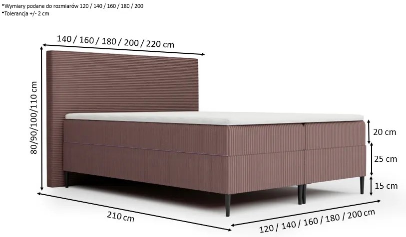 Łóżko kontynentalne MAXI - 140x200