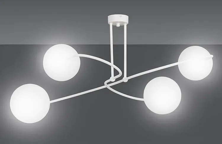 Biała lampa sufitowa z mlecznymi kloszami - D100-Eyo
