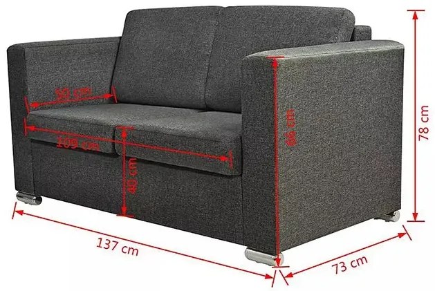 Dwuosobowa ciemnoszara sofa loftowa Nessia 6X