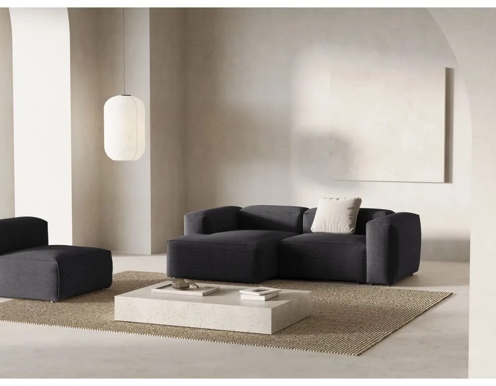 Ciemnoszary sztruksowy narożnik (lewostronny/z szezlongiem) Bergamo – Cosmopolitan Design