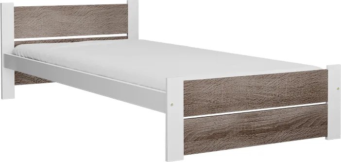 Łóżko IKAROS DOUBLE 80 x 200 cm, białe/dąb truflowy Stelaż: Ze stelażem listwowym rolowanym elastycznym, Materac: Bez materaca