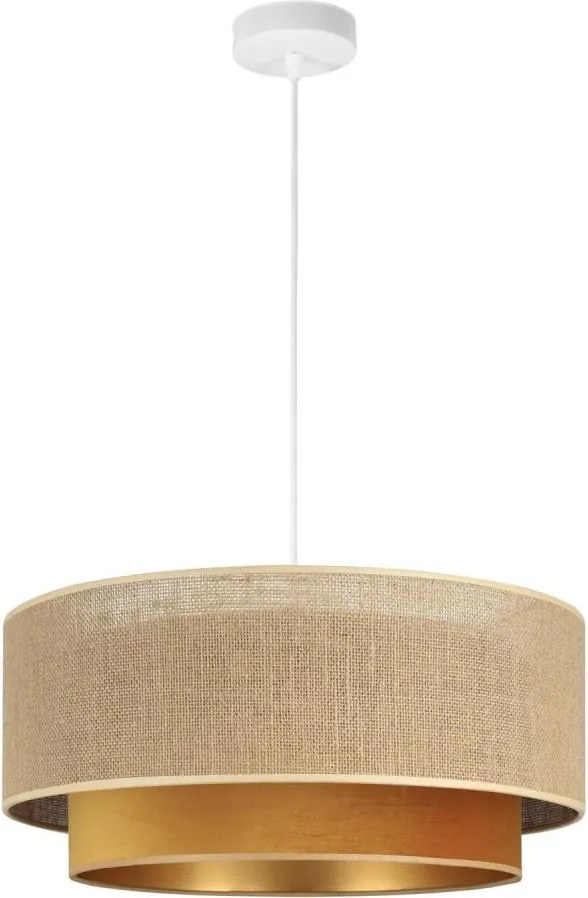 Lampa wisząca na przewodzie SARTA 1xE27/60W/230V śr. 45 cm miedziana/juta