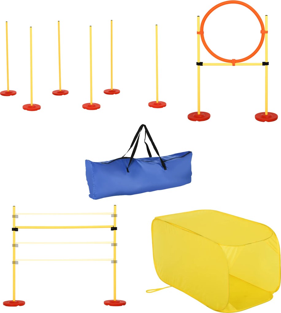 Pawhut Zestaw Agility dla Psów Trening Przeszkody Żółty Poliester Kompletny Kit | Aosom PL
