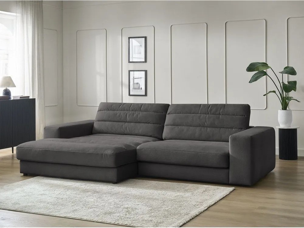 Antracytowy aksamitny narożnik (lewostronny/z szezlongiem) Sierra – Bobochic Paris