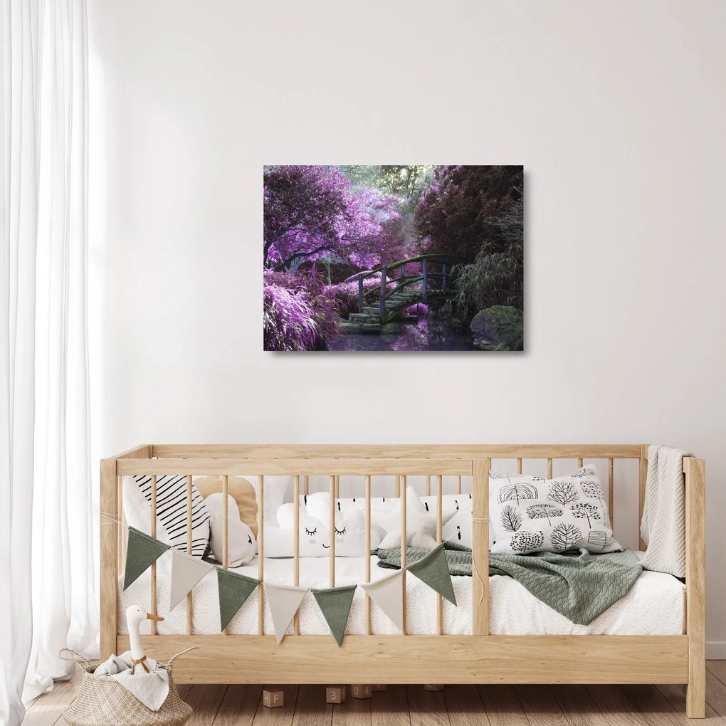 Obraz na szkle fioletowego ogrodu (70x50 cm)