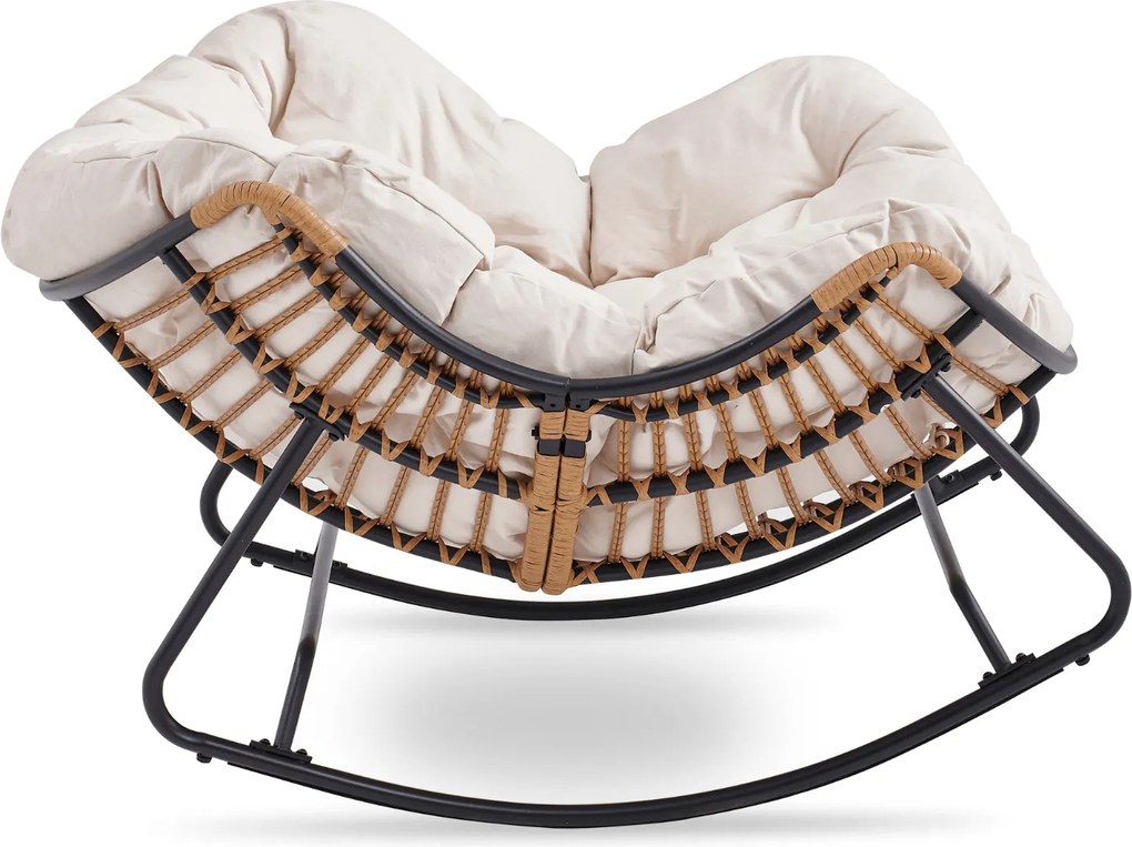 Fotel Bujany Ogrodowy ELTON na Płozach Beżowy Nowoczesny