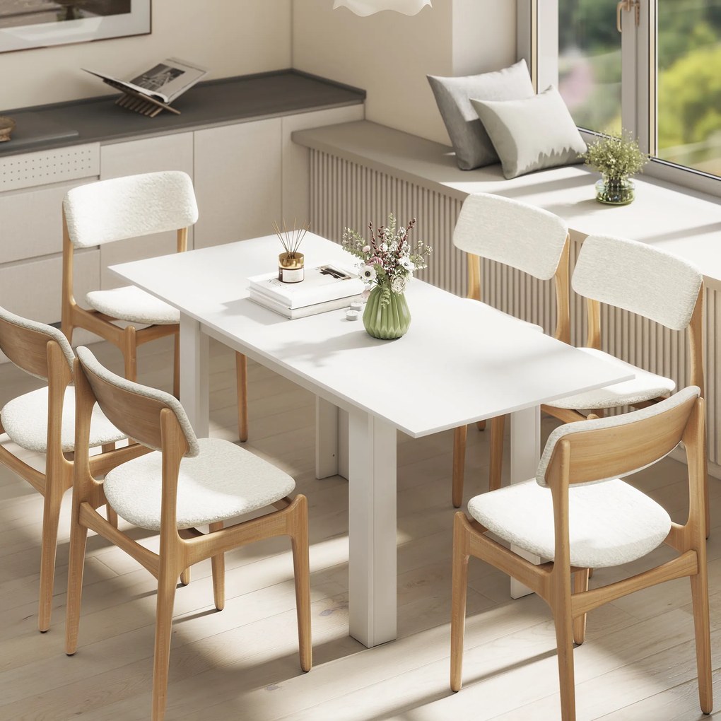 HOMCOM Stół rozkładany, 140/180 x 80 cm stół kuchenny dla 6-8 osób, do kuchni, jadalni, biały | Aosom PL
