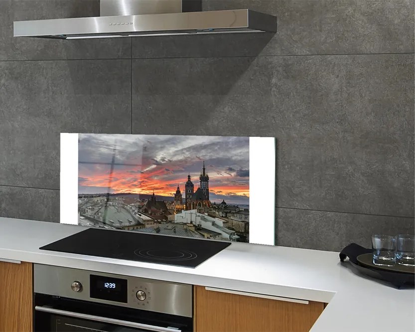 Szkło do Kuchni na Ścianę Zachód Słońca nad Krakowem