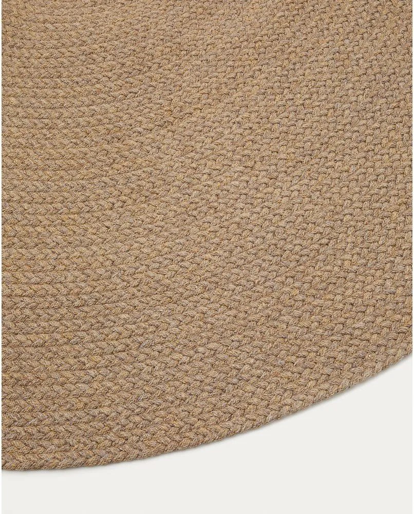 Beżowy okrągły dywan odpowiedni na zewnątrz z włókien z recyklingu ø 150 cm Despas – Kave Home