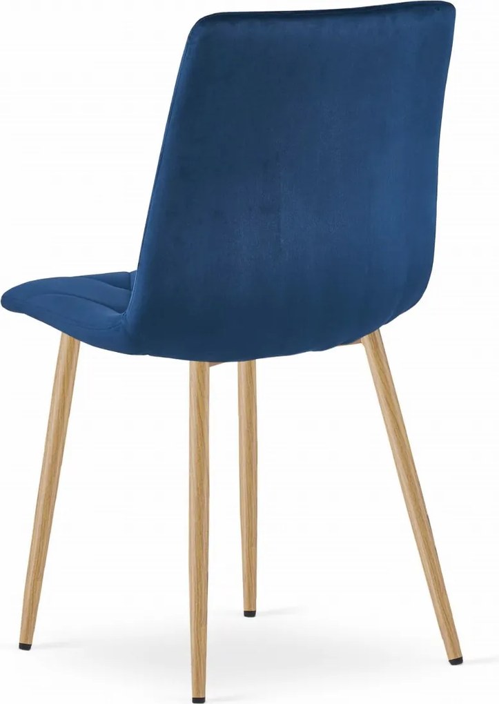 Niebieskie aksamitne krzesło do jadalni LIBRA