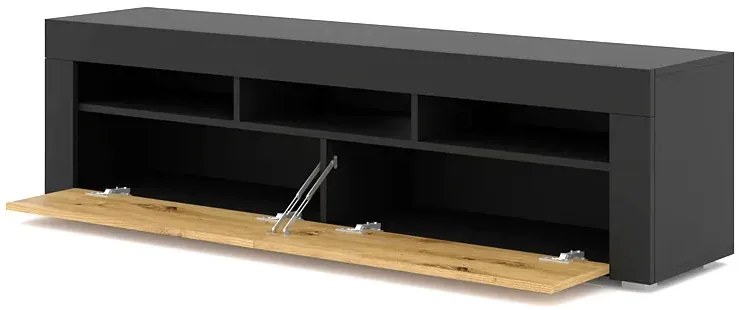 Stojąca lub ścienna szafka rtv czarny + dąb artisan - Hangis