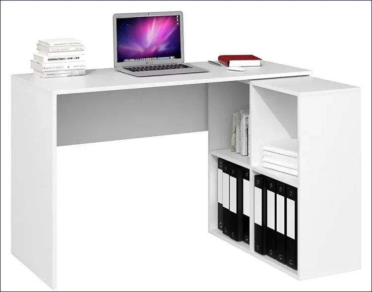 Białe Biurko Komputerowe Narożne Z Regałem F4-G89