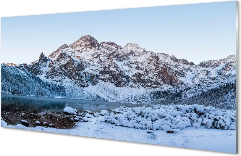 Szklany Panel Zimowe Jezioro w Górach