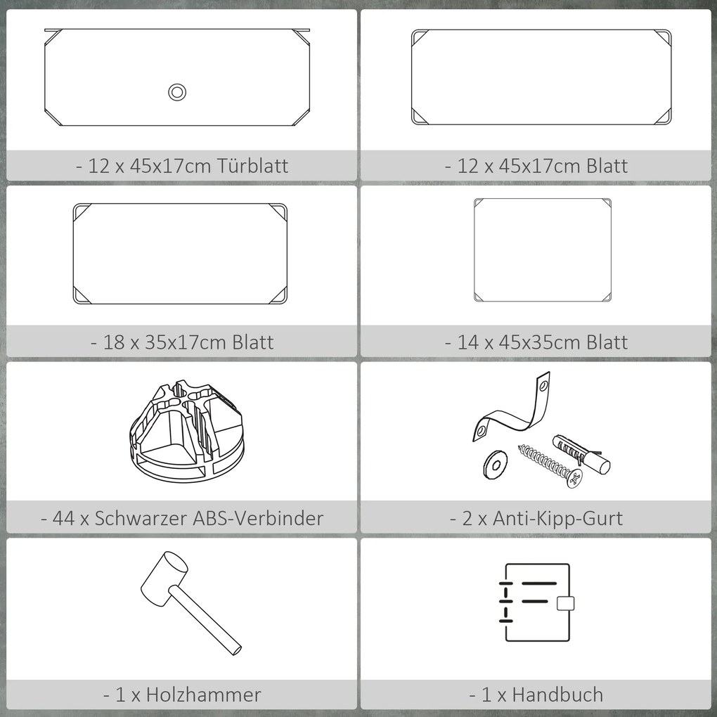 HOMCOM Regał na buty, 12 skrzynek na 24 pary butów, Plastik, Czarny+Biały