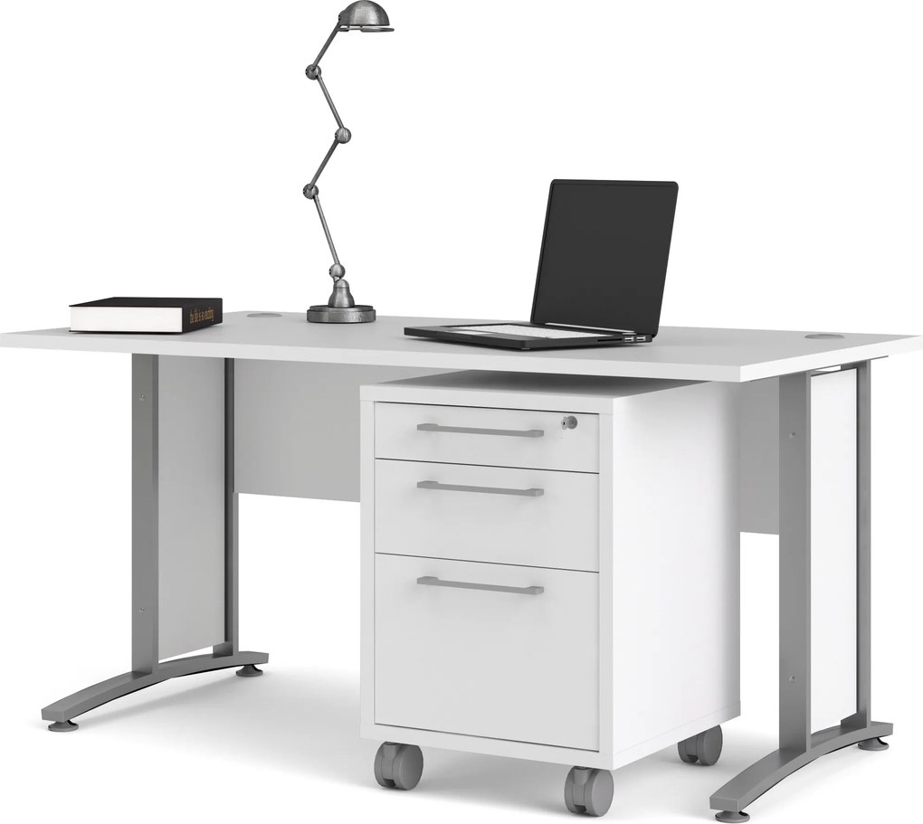 Biurko proste Prima biały 120 szare nogi