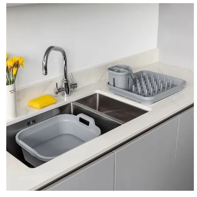 Szary ociekacz na sztućce z tworzywa z recyklingu Addis Eco Range