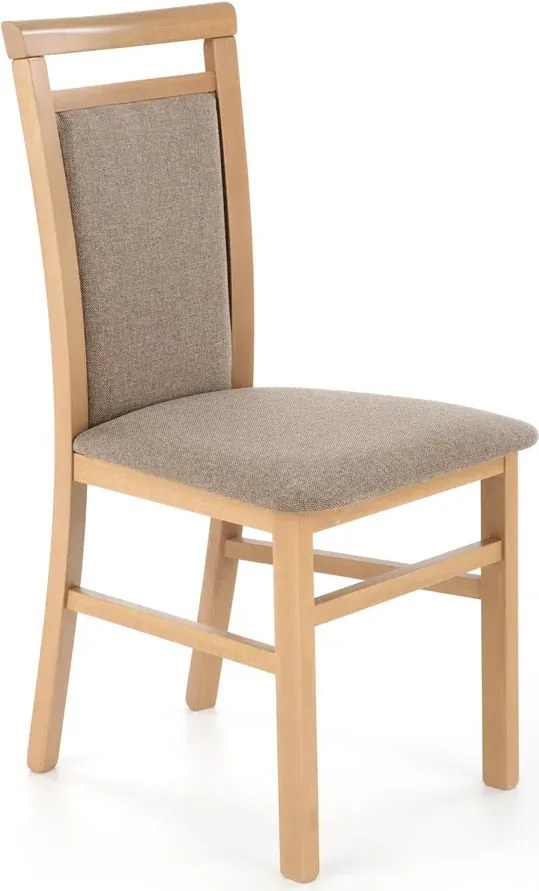 Krzesło drewniane tapicerowane dąb artisan + jasny brąz W8-H45