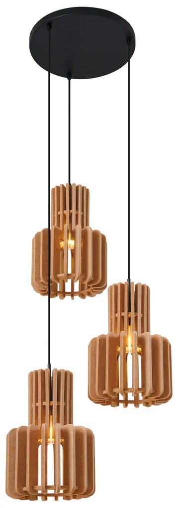 Retro Lampa Wisząca Czarna z Pomarańczowym Wnętrzem 3-punktowa - Felt Retro Oswietlenie wewnetrzne