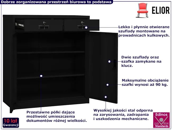 Czarna szafka na dokumenty na klucz F4-R57