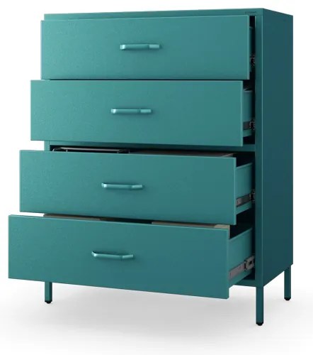 Komoda szafka metalowa morska / turkusowa Modern CARLA, 800 x 1015 x 400 mm