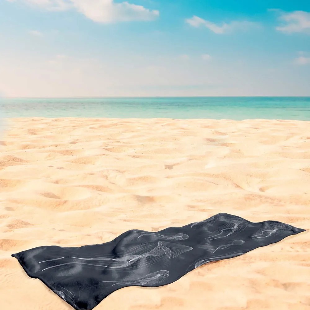 Czarno-biały ręcznik plażowy 90x180 cm Jellyfish – DecoKing