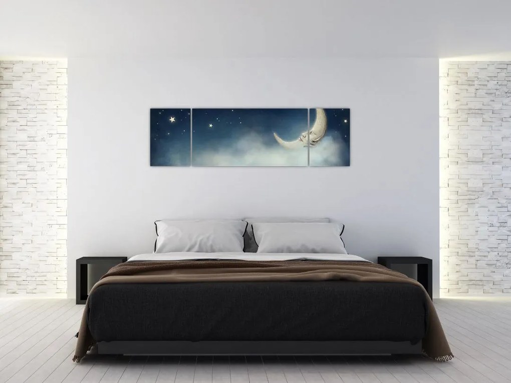 Obraz - Księżyc z gwiazdami (170x50 cm)