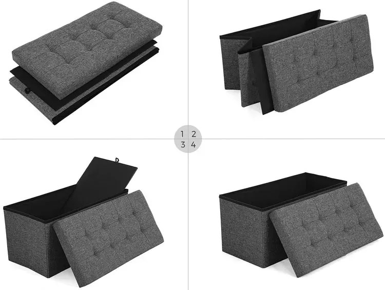 Duża szara składana pufa ze schowkiem K4-N31