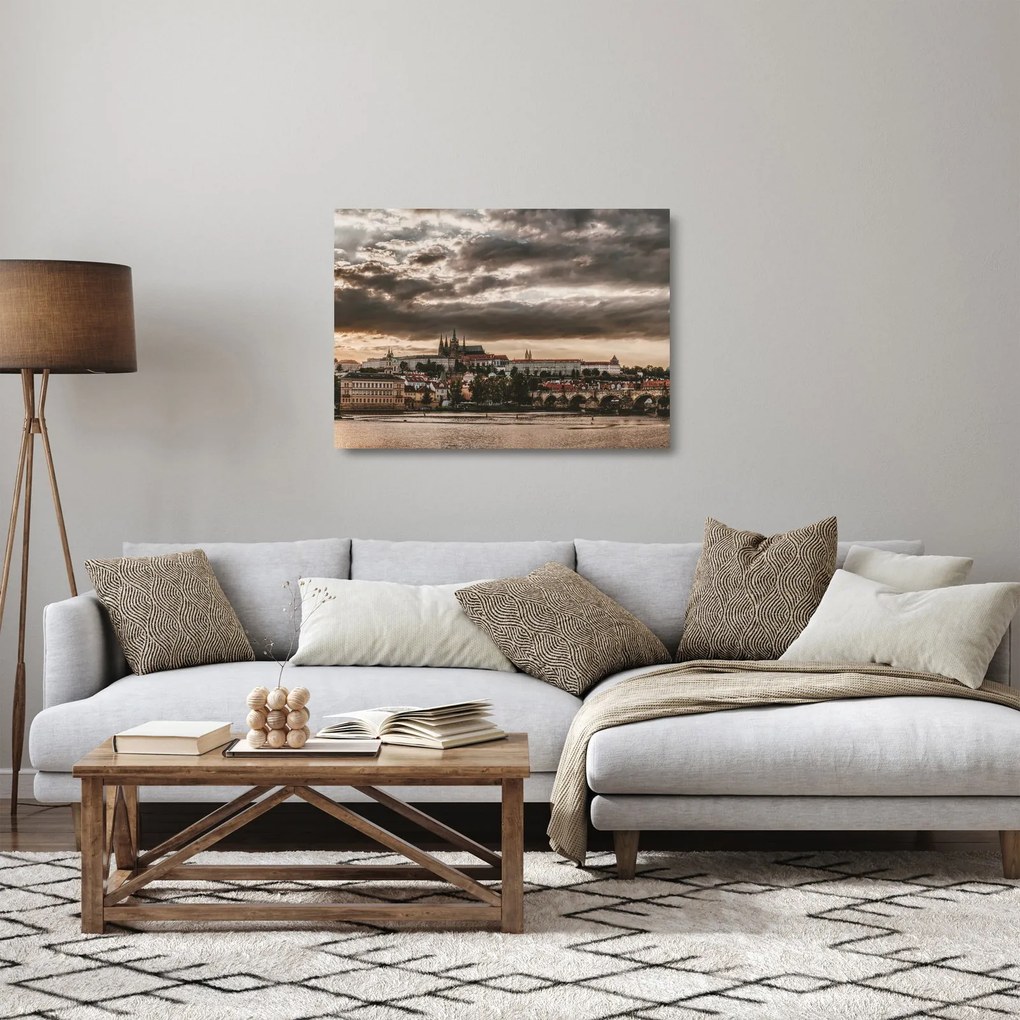 Obraz na szkle - Zamek Praski o zmierzchu (70x50 cm)