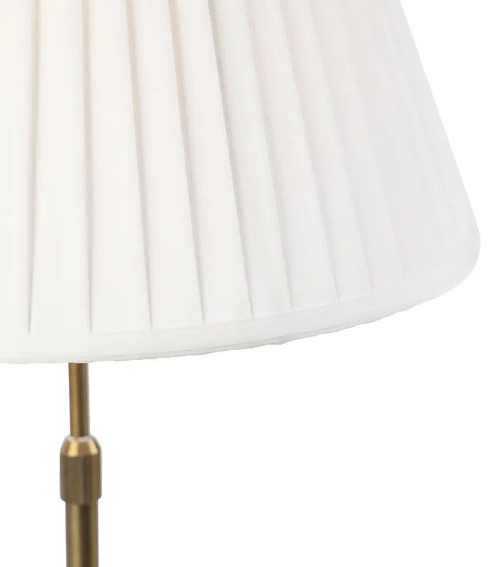 Lampa stołowa brązowa z plisowanym abażurem białym 35cm - Parte klasyczny/Antyczny Oswietlenie wewnetrzne