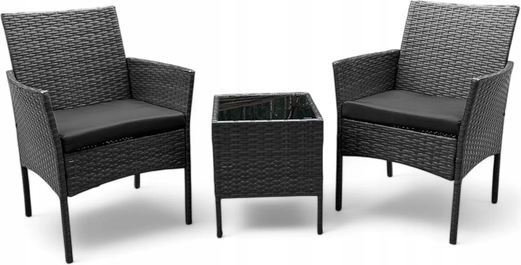 Komplet mebli ogrodowych dla 2 osób z technorattanu Alora, kolor szary