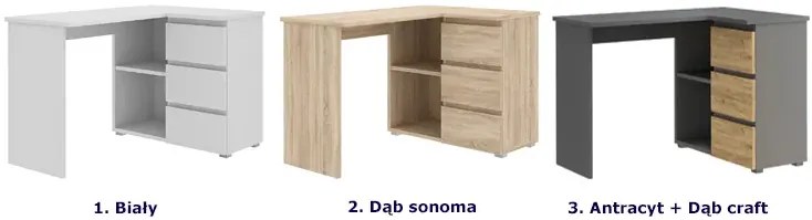 Klasyczne biurko narożne antracyt + dąb craft - Elsinor 9X