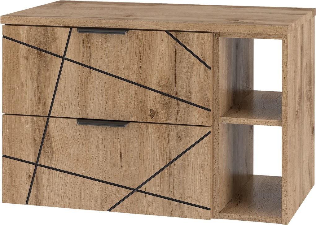 Szafka łazienkowa z regałem Wood 02, dąb wotan - zestaw 4