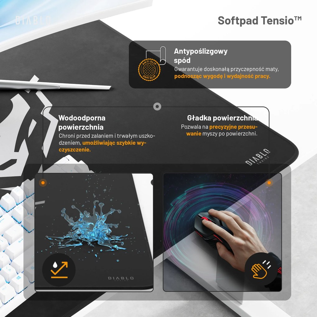 Biurko z regulacją wysokości DIABLO X-TENSIO 1400 białe