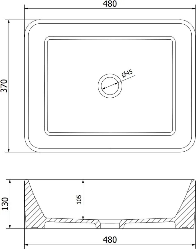 Mexen Catia umywalka nablatowa 48 x 37 cm, czarna mat/złota rant - 21314875