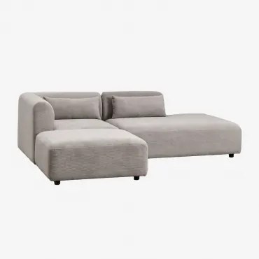 Sofa Modułowy Narożny 2-częściowy Z Prawym Szezlongiem I Pufem Fogler Sztruks Jasny Szary Taupe - Sklum