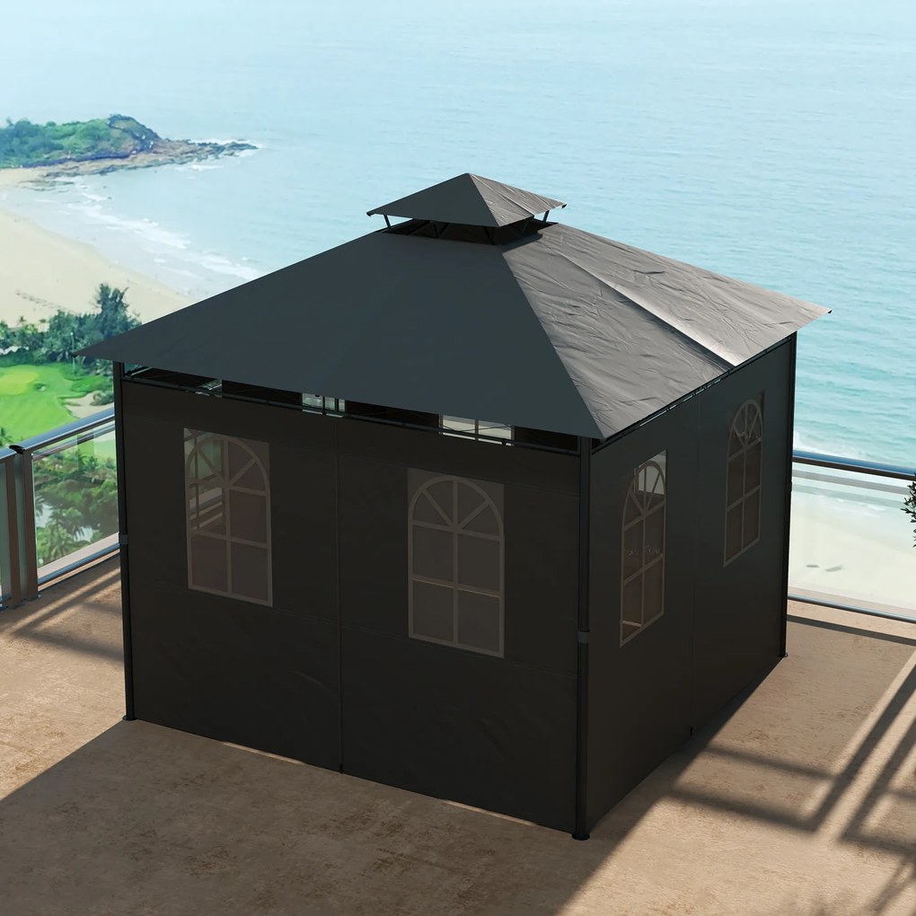 Outsunny Pawilon Namiot ogrodowy, 2,95 x 2,95 x 2, 85 m, Dunkelgrau