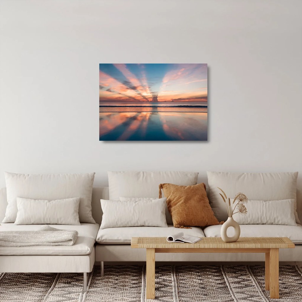 Obraz na szkle promieni słonecznych nad plażą Dayton (70x50 cm)