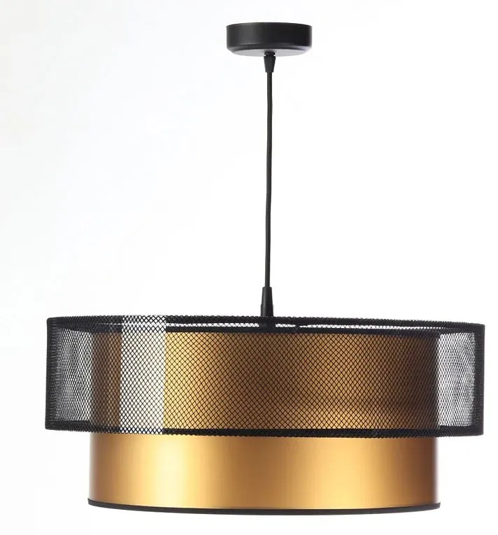 Złoto-czarna lampa wisząca glamour z siatki - S421 Karolis 5X