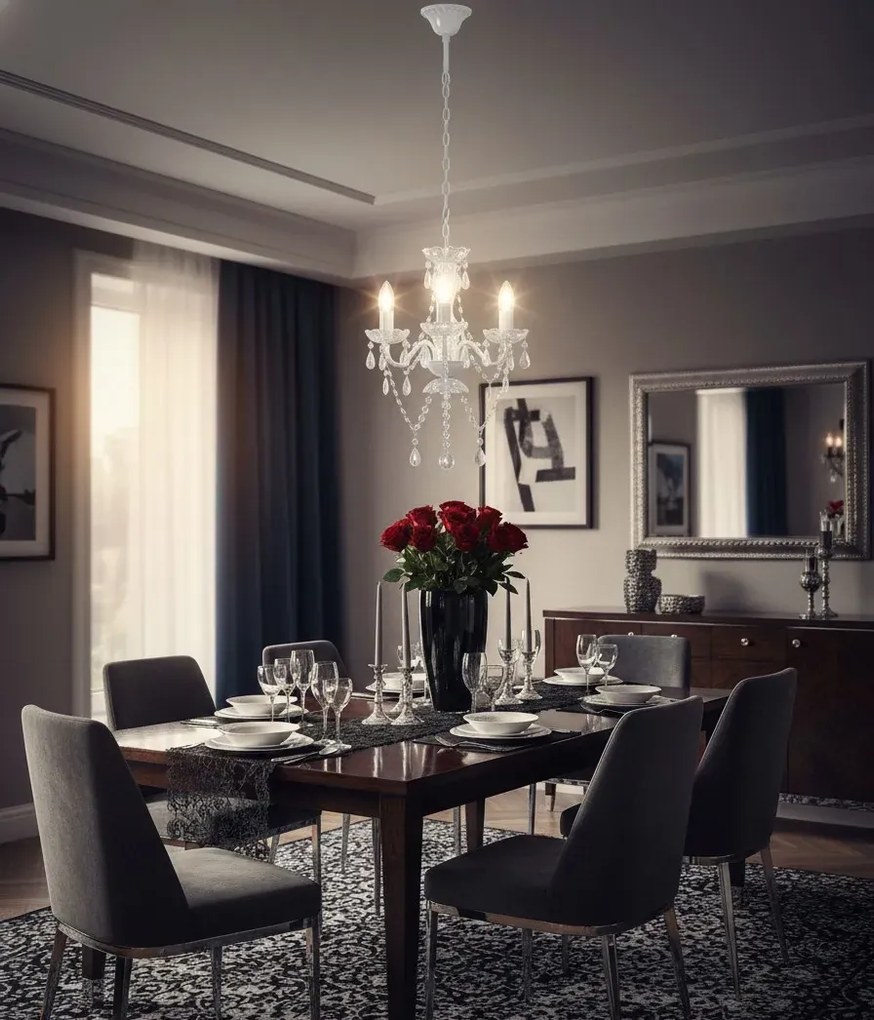 Biały kryształowy żyrandol świecznik - EX95 Z1-G87