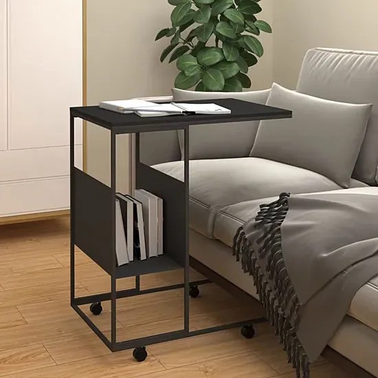 Czarny stolik pomocniczy na kółkach C2-L25