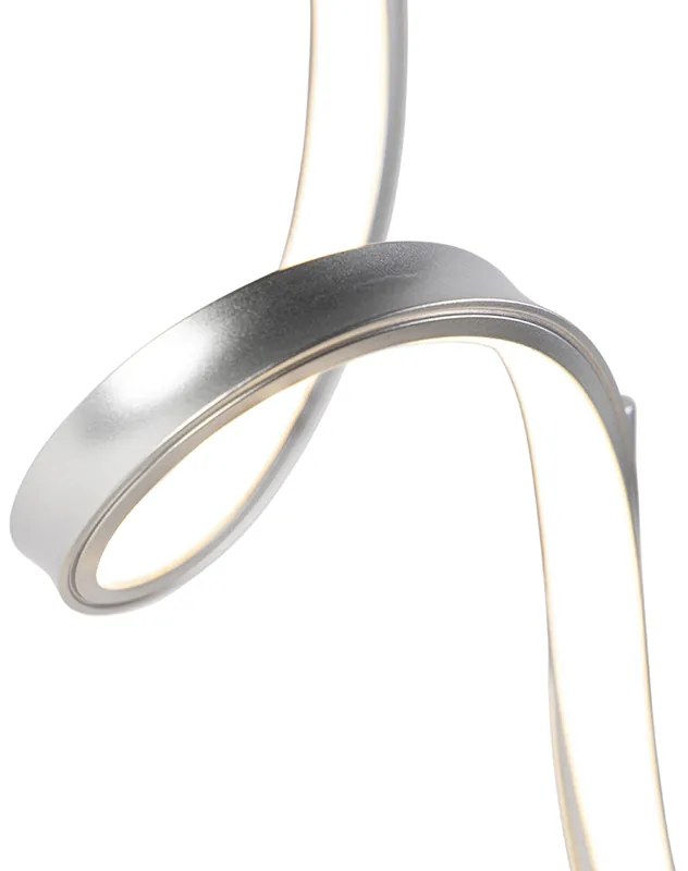 Designerska lampa stołowa srebrna z LED i ściemniaczem - KrisscrossDesignerski Oswietlenie wewnetrzne