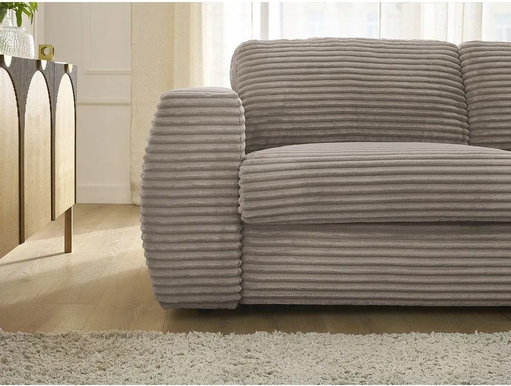 Szarobrązowa sztruksowa rozkładana sofa do spania 220 cm Hugo – Bobochic Paris