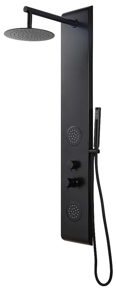 Panel prysznicowy z hydromasażem JUBIDA – kolor czarny – 20 × 130 cm