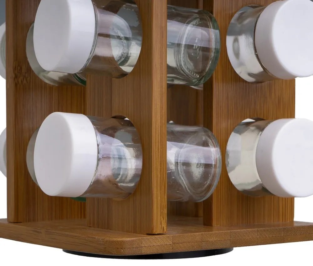 Zestaw pojemników na przyprawy ze stojakiem 12 szt. Bamboo Walnut – Casa Selección