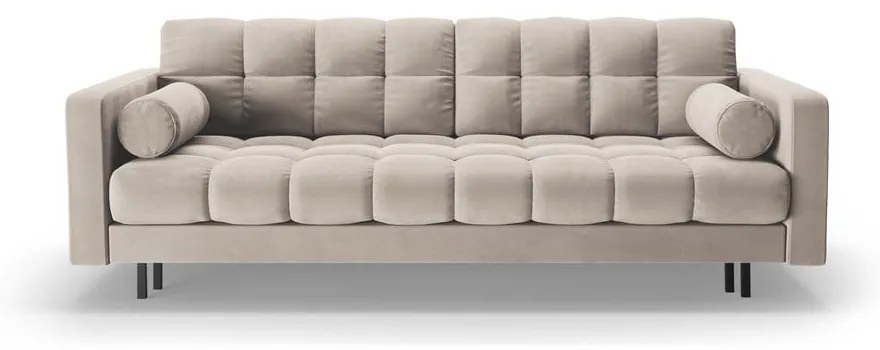 Beżowa aksamitna rozkładana sofa ze schowkiem 222 cm Bali – Cosmopolitan Design