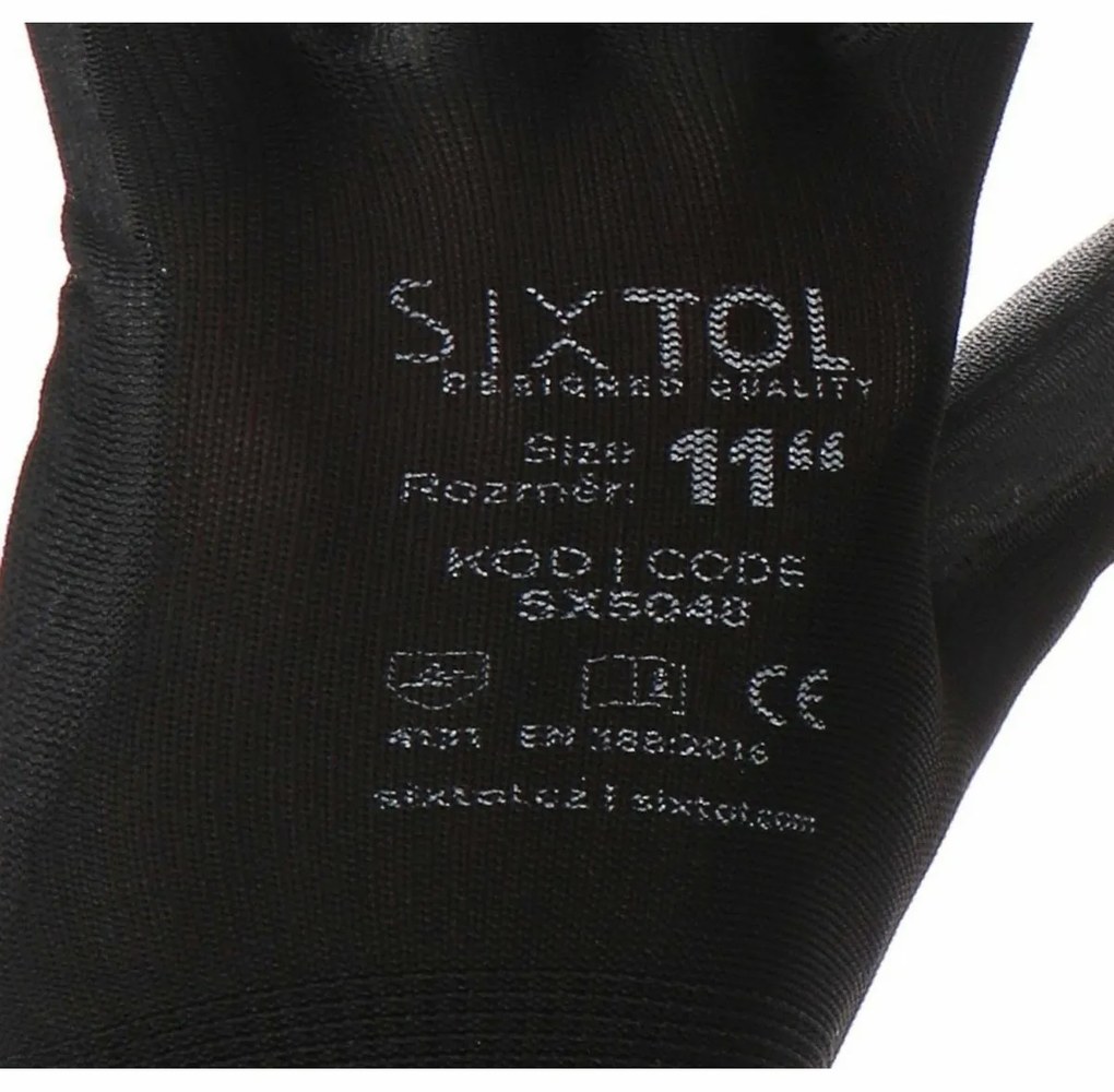 Rękawice robocze Sixtol GLOVE PE-PU 11 czarne,rozmiar 11"