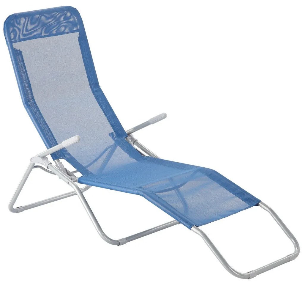 Aldotrade Składany leżak ogrodowy 137 x 58 x 94 cm, niebieski